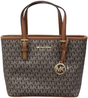 Michael Kors XS Carry All Jet Set Travel Womens Tote (Brown Gold)