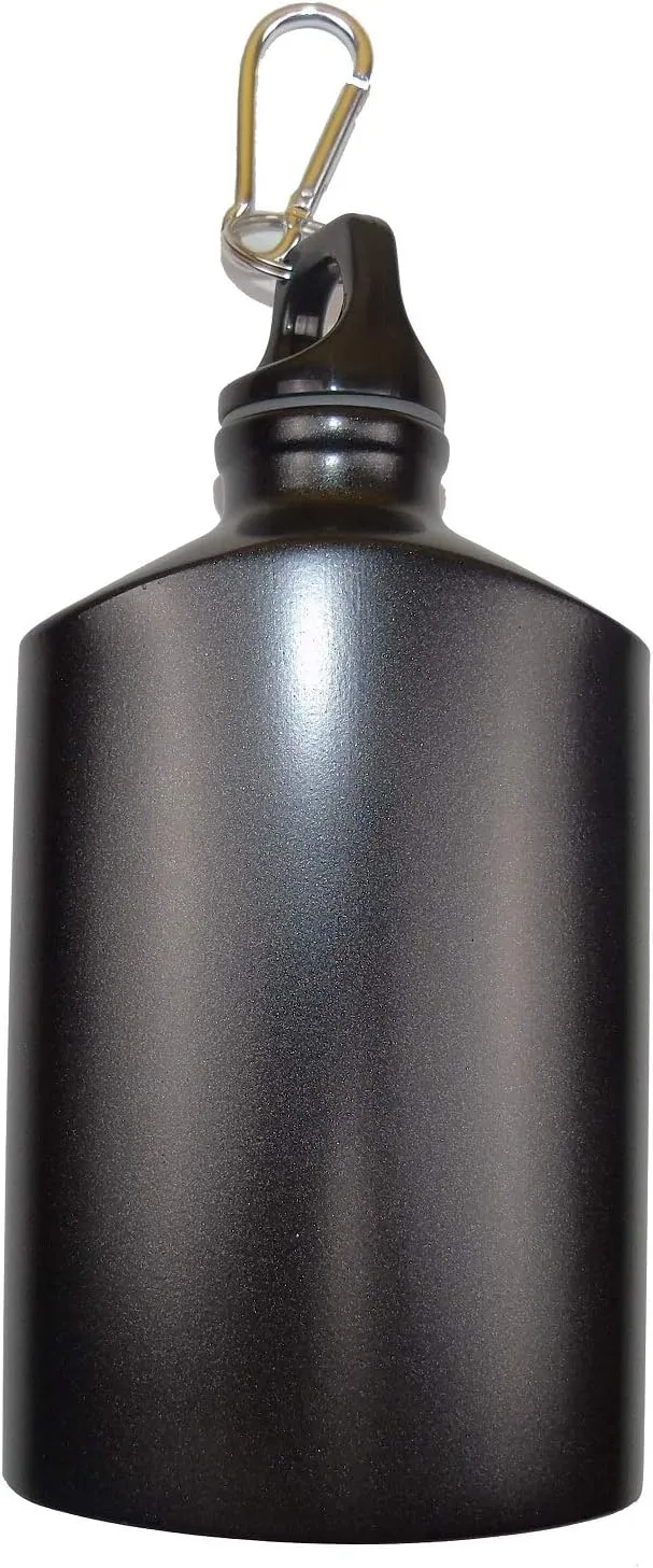 Military Canteen Water Bottle Aluminum - for Travel Camping Hiking Outdoor Recreation, with Hook Portable BPA Free, 18oz Black