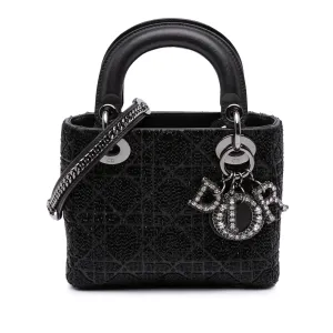 Mini Beaded Lambskin Crystal Cannage Lady Dior