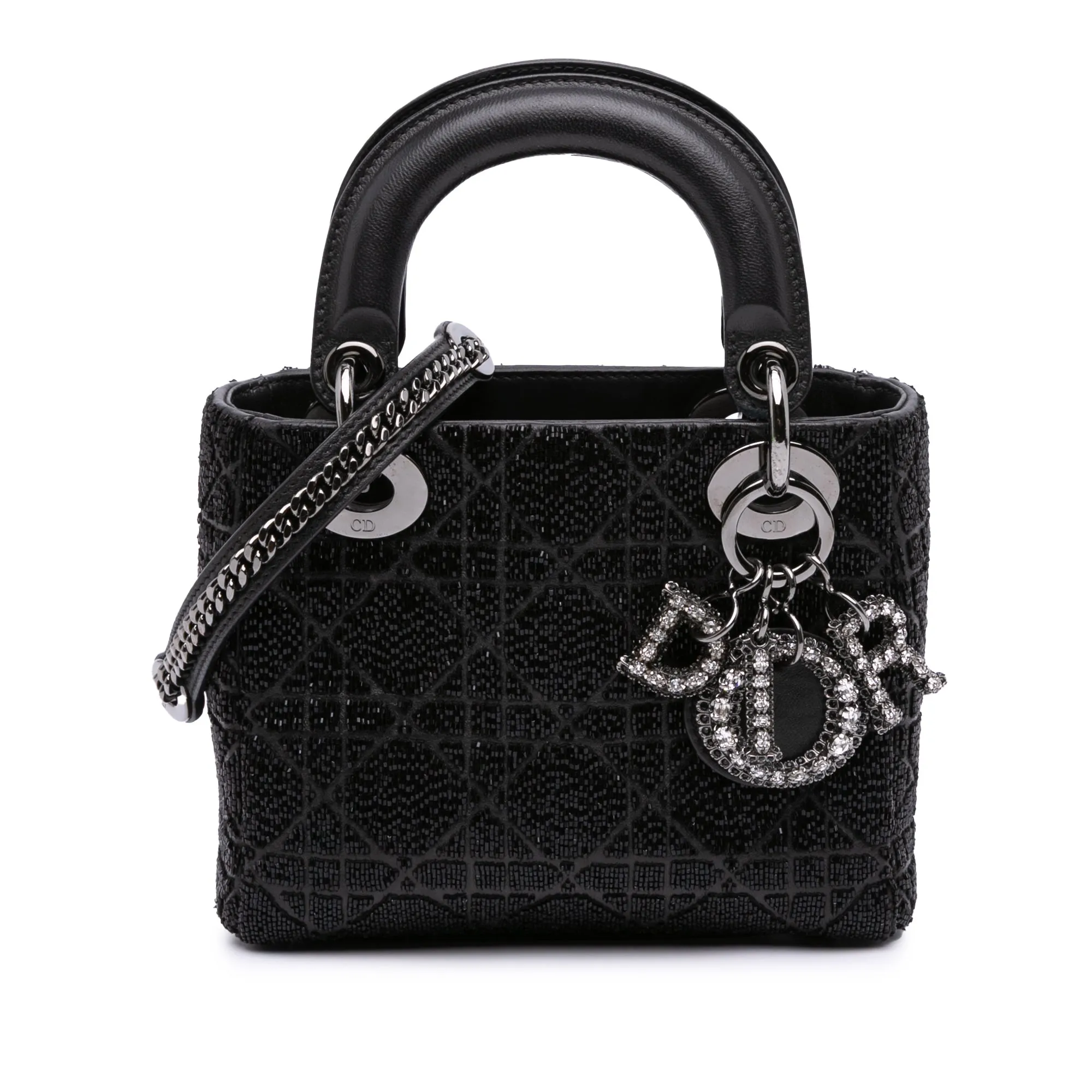Mini Beaded Lambskin Crystal Cannage Lady Dior