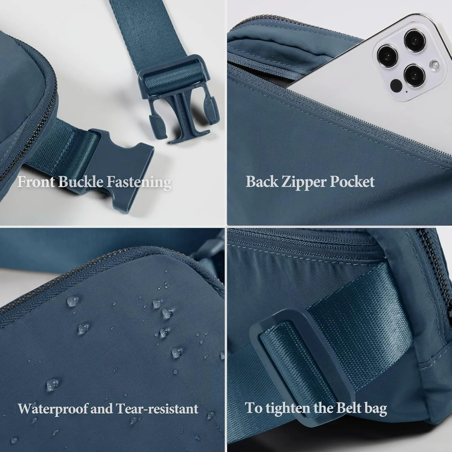 Mini Crossbody Belt Bag - Waterproof Fanny Pack for Women, Fashionable Running Belt Pouch in Navy Blue