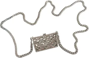 Mini Crossbody Purse Y2k Small Belt Bag Women Metal Gold Purses Vintage 2000s Accessories (Square Silver)