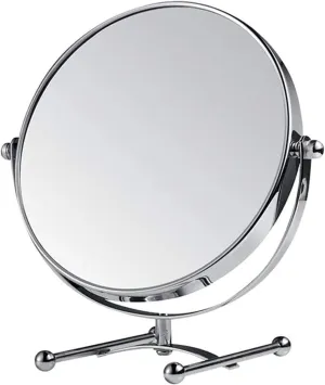 Mirror Desktop H-Foot Double-Plane HD Makeup Portable 360° Rotating Bathroom Bright Silver Desktop for Make-up, Shaving