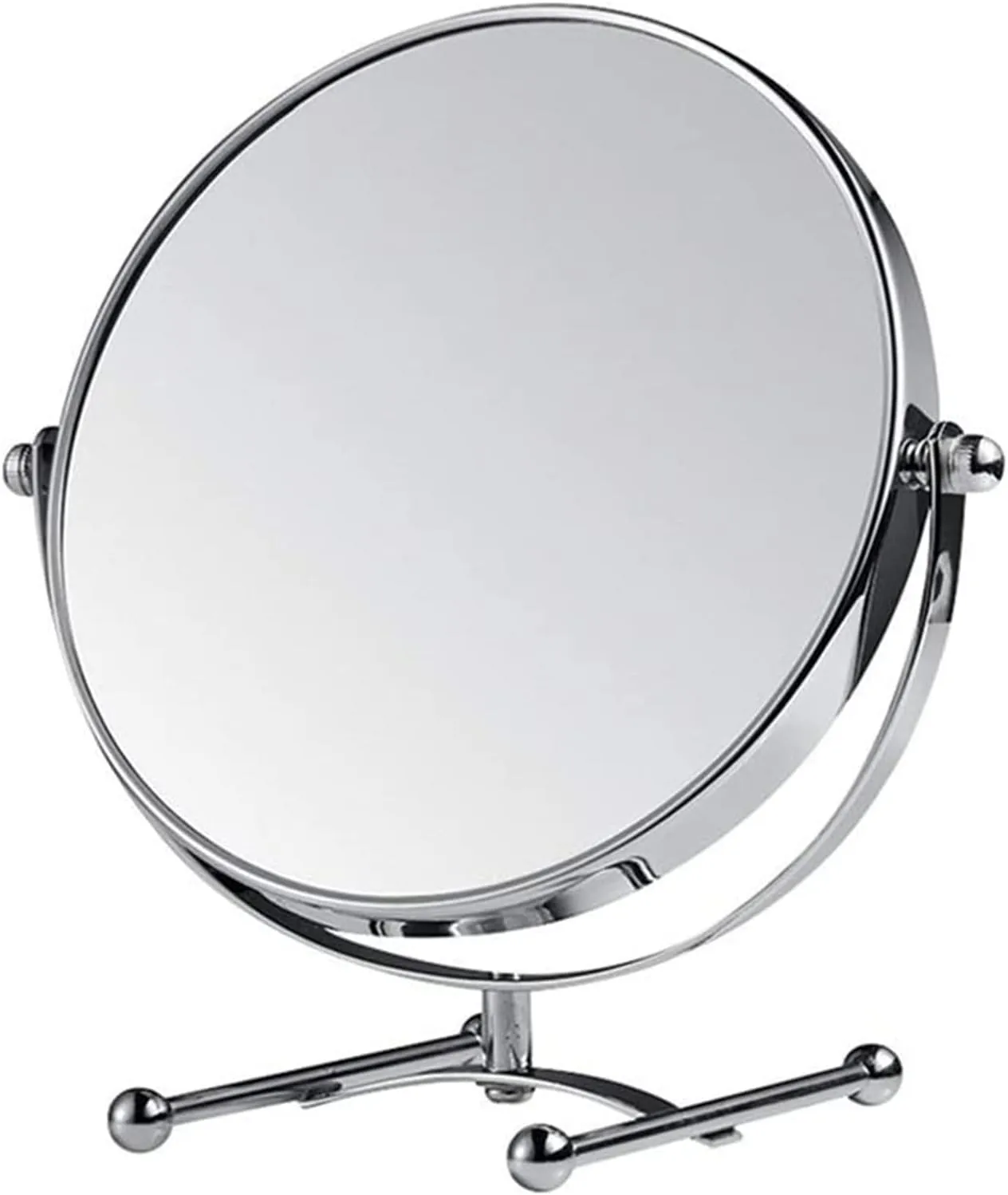 Mirror Desktop H-Foot Double-Plane HD Makeup Portable 360° Rotating Bathroom Bright Silver Desktop for Make-up, Shaving