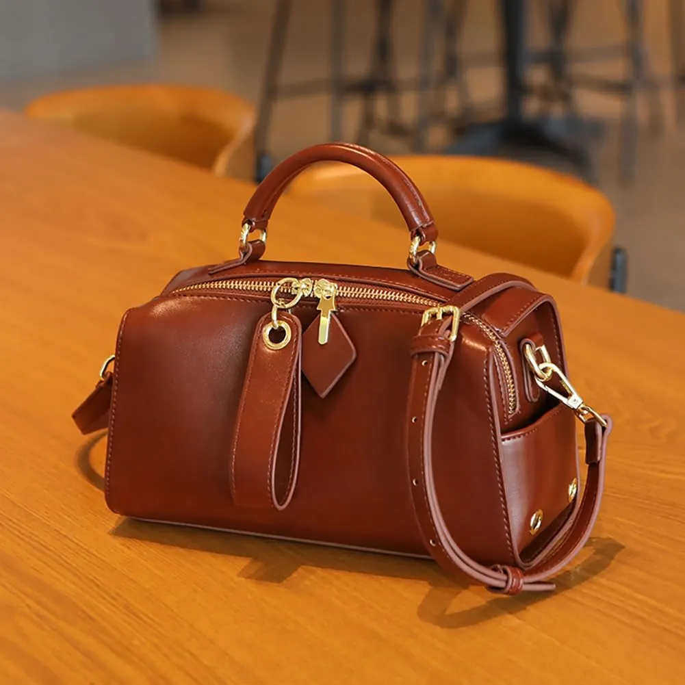 Mn&Sue Barrel Purses for Women Fashion Top Handle Satchel PU Leather Crossbody Bags Ladies Shoulder Purses with Wide Strap