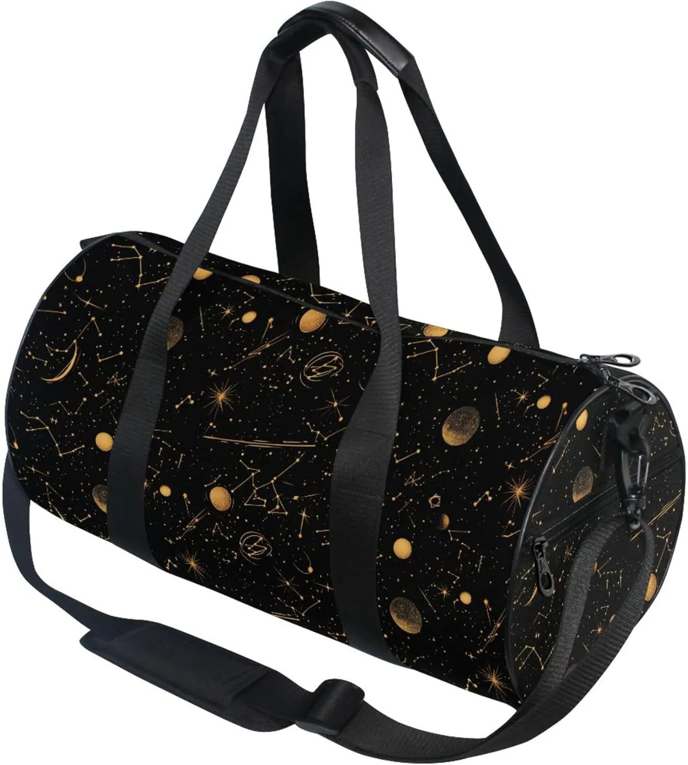 MNSRUU Sports Duffel Bags, Yellow Moon Star Galaxy Athletic Gym Bag Overnight Workout Travel Tote Luggage for Men Women Yoga