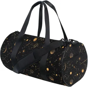 MNSRUU Sports Duffel Bags, Yellow Moon Star Galaxy Athletic Gym Bag Overnight Workout Travel Tote Luggage for Men Women Yoga