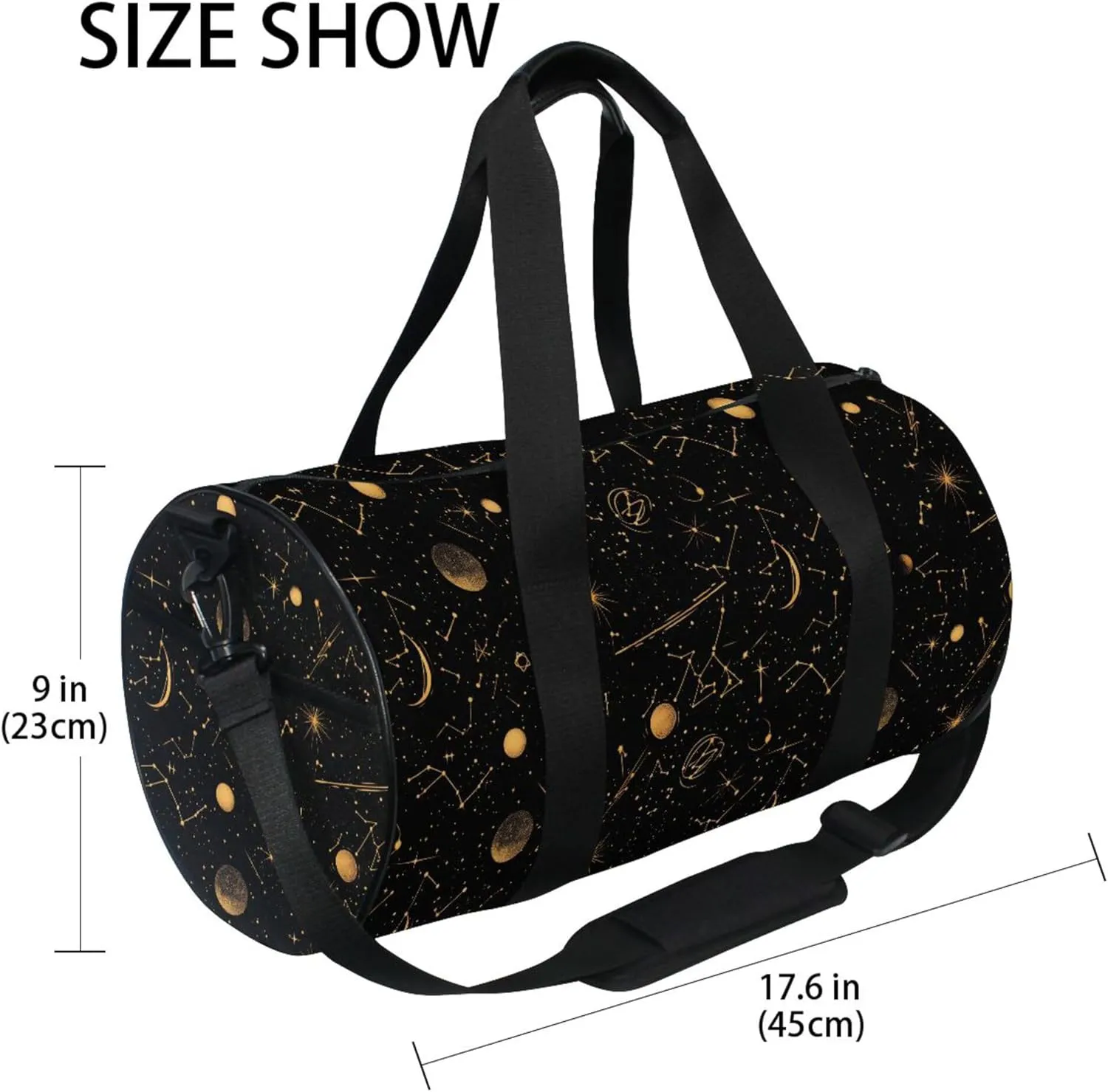 MNSRUU Sports Duffel Bags, Yellow Moon Star Galaxy Athletic Gym Bag Overnight Workout Travel Tote Luggage for Men Women Yoga