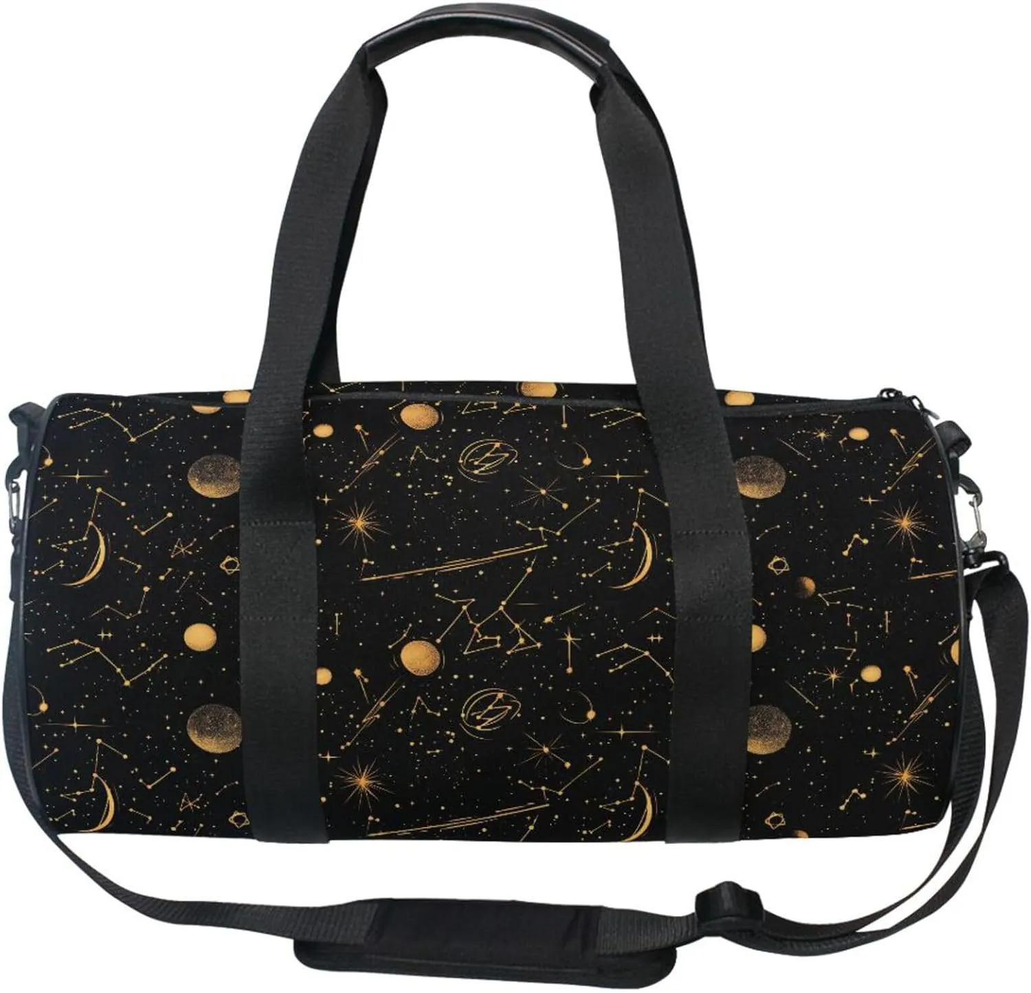 MNSRUU Sports Duffel Bags, Yellow Moon Star Galaxy Athletic Gym Bag Overnight Workout Travel Tote Luggage for Men Women Yoga