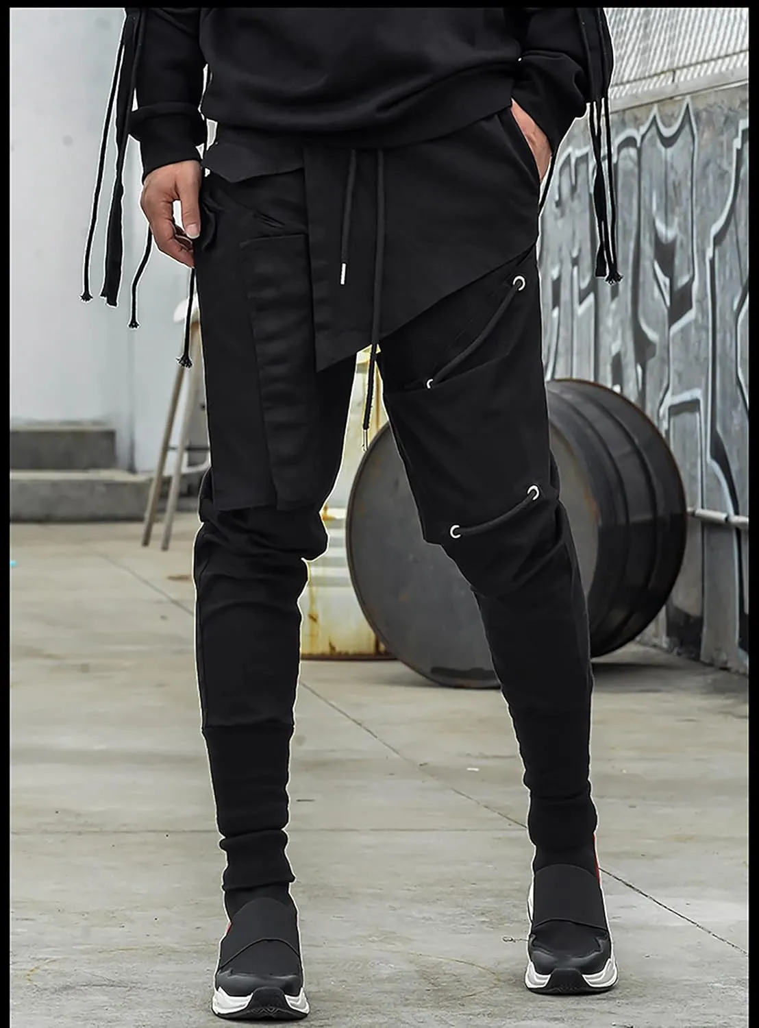 MOKEWEN Men's Jogger Cargo Techwear Streetwear Ankle Casual Harem Pants with Pocket