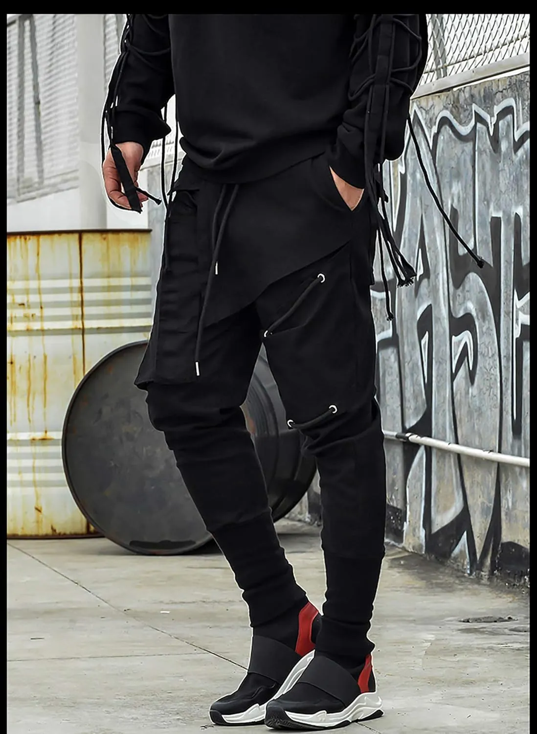 MOKEWEN Men's Jogger Cargo Techwear Streetwear Ankle Casual Harem Pants with Pocket