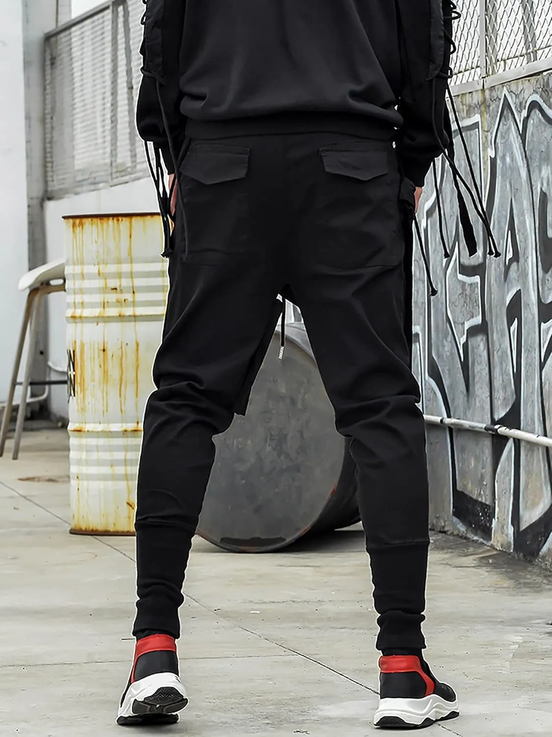 MOKEWEN Men's Jogger Cargo Techwear Streetwear Ankle Casual Harem Pants with Pocket