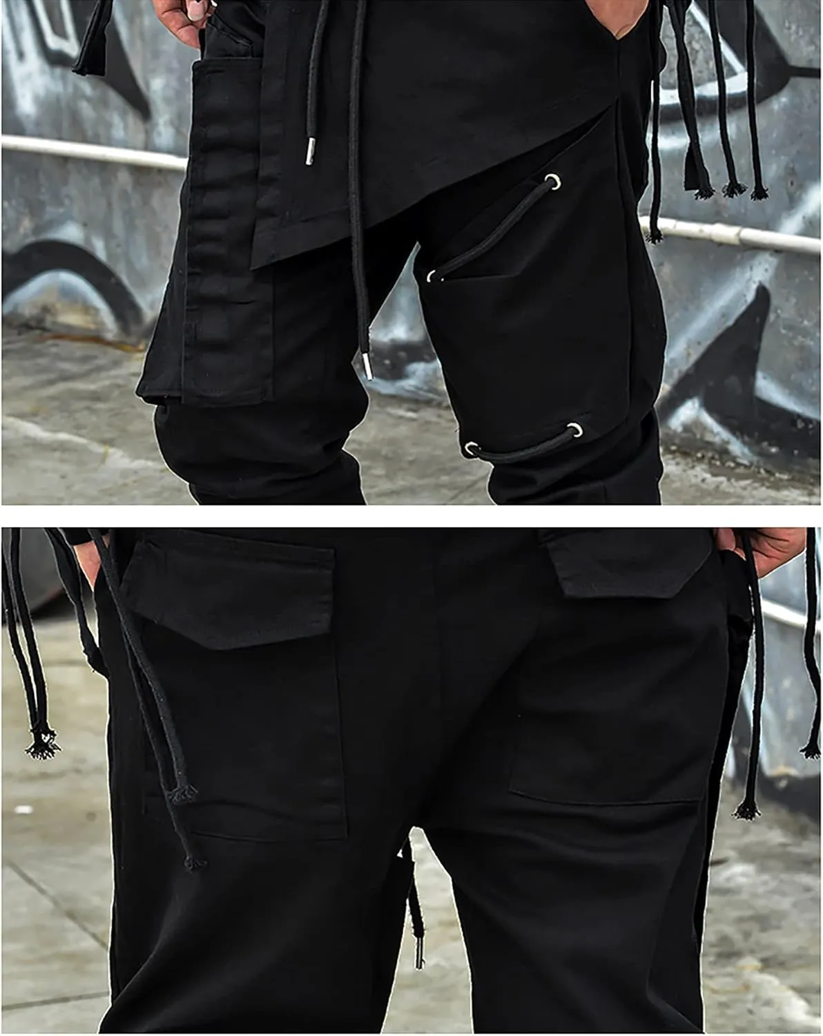MOKEWEN Men's Jogger Cargo Techwear Streetwear Ankle Casual Harem Pants with Pocket