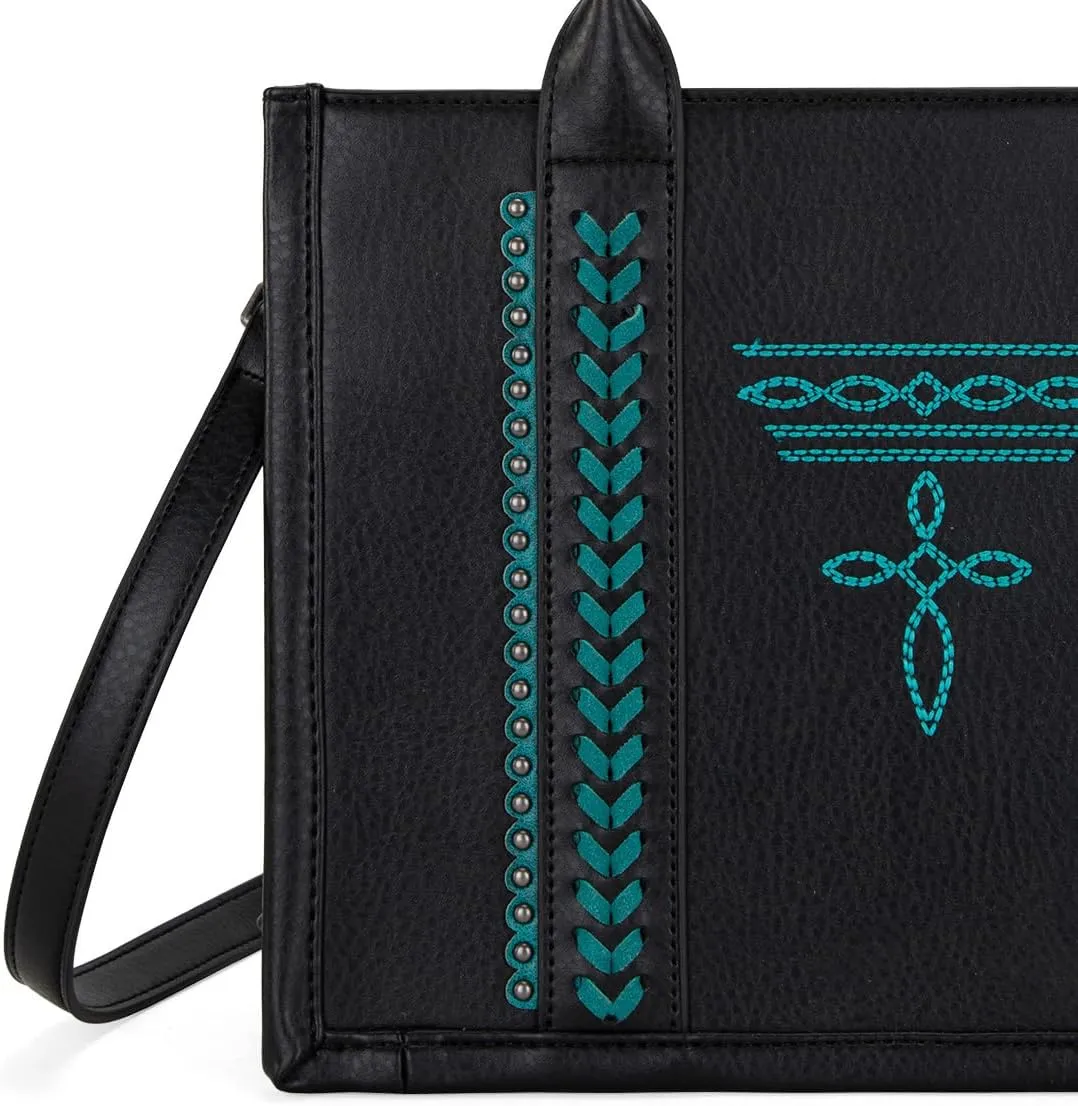 Montana West Longhorn Whipstitch Western Top Handle Tote Bag with Card Wallet Set