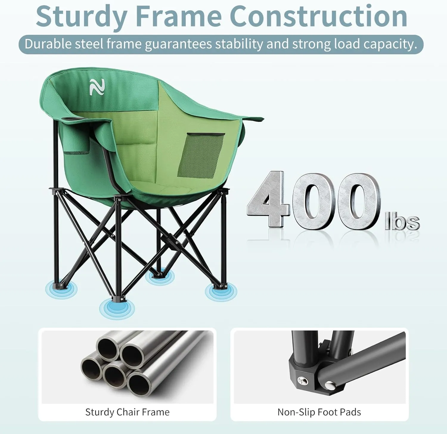 MOPHOTO Folding Camping Chair, Portable Camping Chairs for Adults, Fully Padded Folding Chairs Outdoor Sports, Lawn Chair Patio Lounge Chairs 400 LBS Capacity