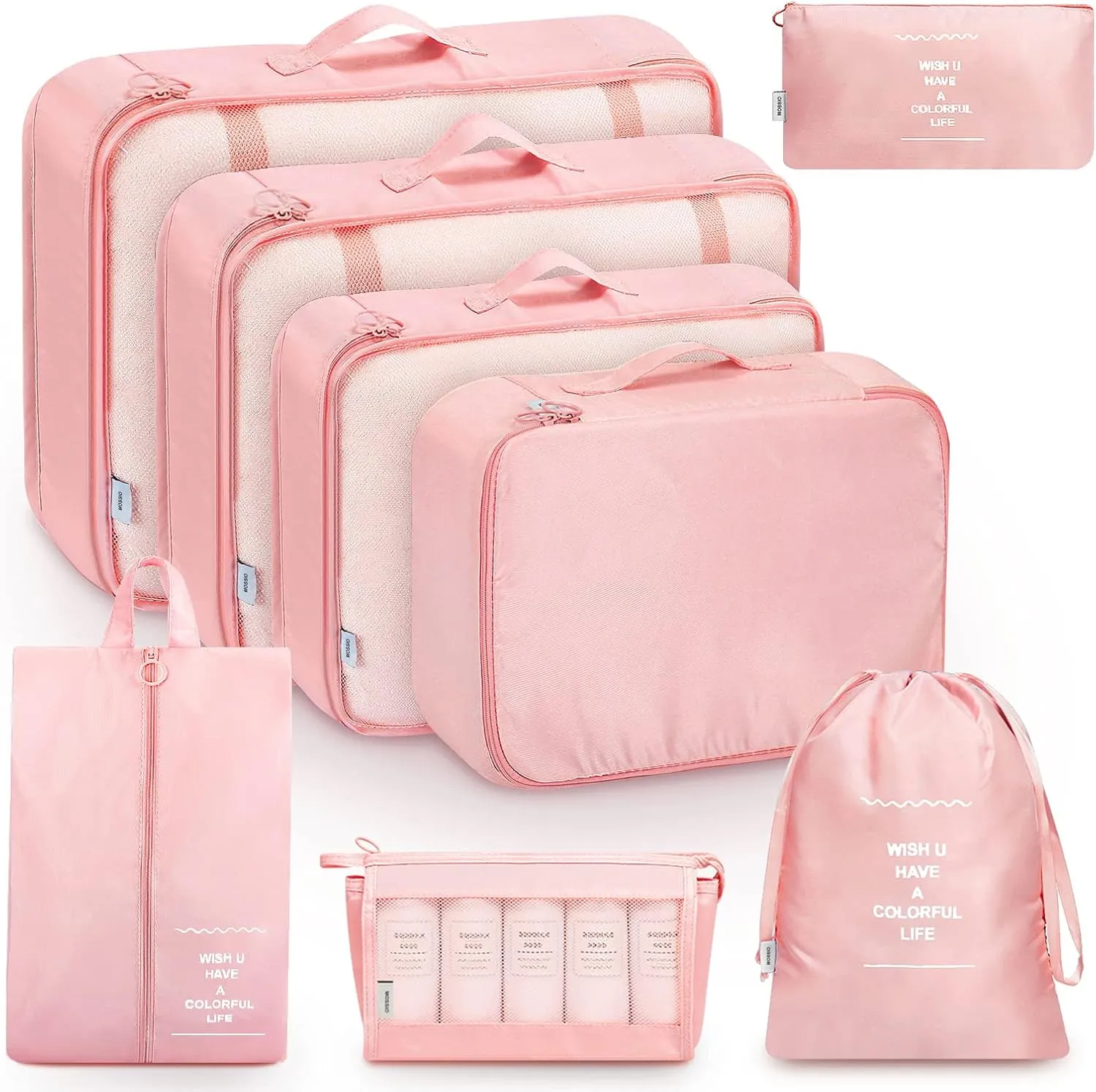 Mossio 8 Set Packing Cubes with Shoe Bag - Travel Luggage Organizer for Suitcase Clothes Storage Bag