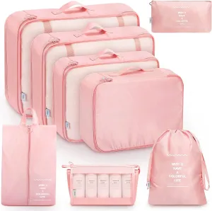 Mossio 8 Set Packing Cubes with Shoe Bag - Travel Luggage Organizer for Suitcase Clothes Storage Bag