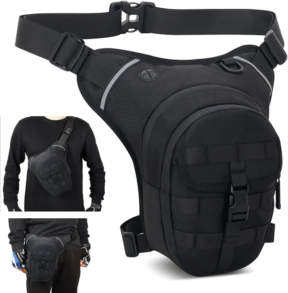 Motorcycle Leg Bag, Thigh Bag With Leg Strap, Multifunctional Storage, Drop Leg Bag for Motorcycle, Bicycle, Horse Riding, Hiking, Camping, Fishing, Hunting, Outdoor Travel (black)
