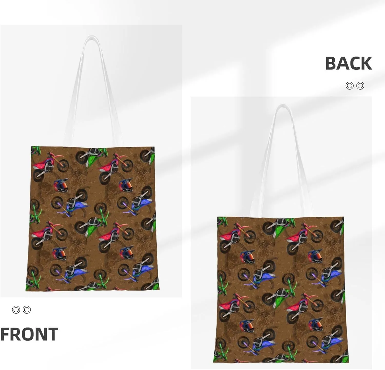 Motorcycle Motocross Dirt Bikes Tote Bag Reusable Shoulder Tote Bag For Women Lady Vacation, Shopping, Work