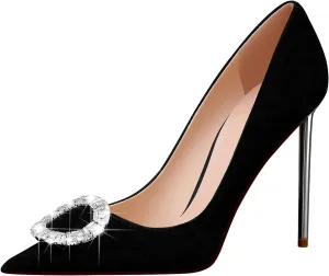 MSONLYDN High Heels Work Pointed Suede High Heels Pointy Pumps Heels Business Close Toe Pumps Casual d'Orsay 4.13 inch