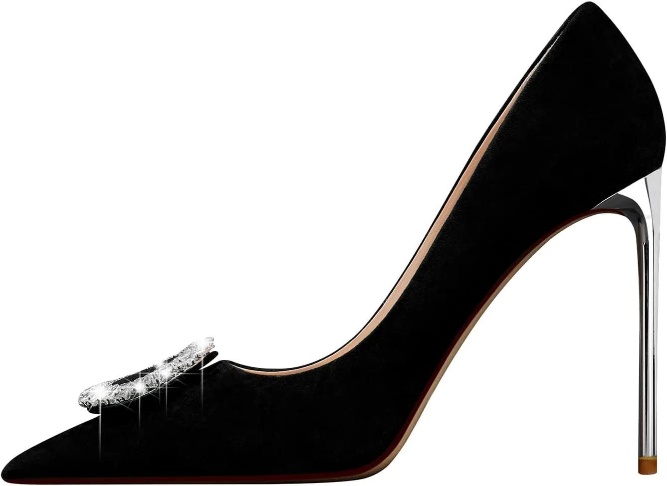 MSONLYDN High Heels Work Pointed Suede High Heels Pointy Pumps Heels Business Close Toe Pumps Casual d'Orsay 4.13 inch