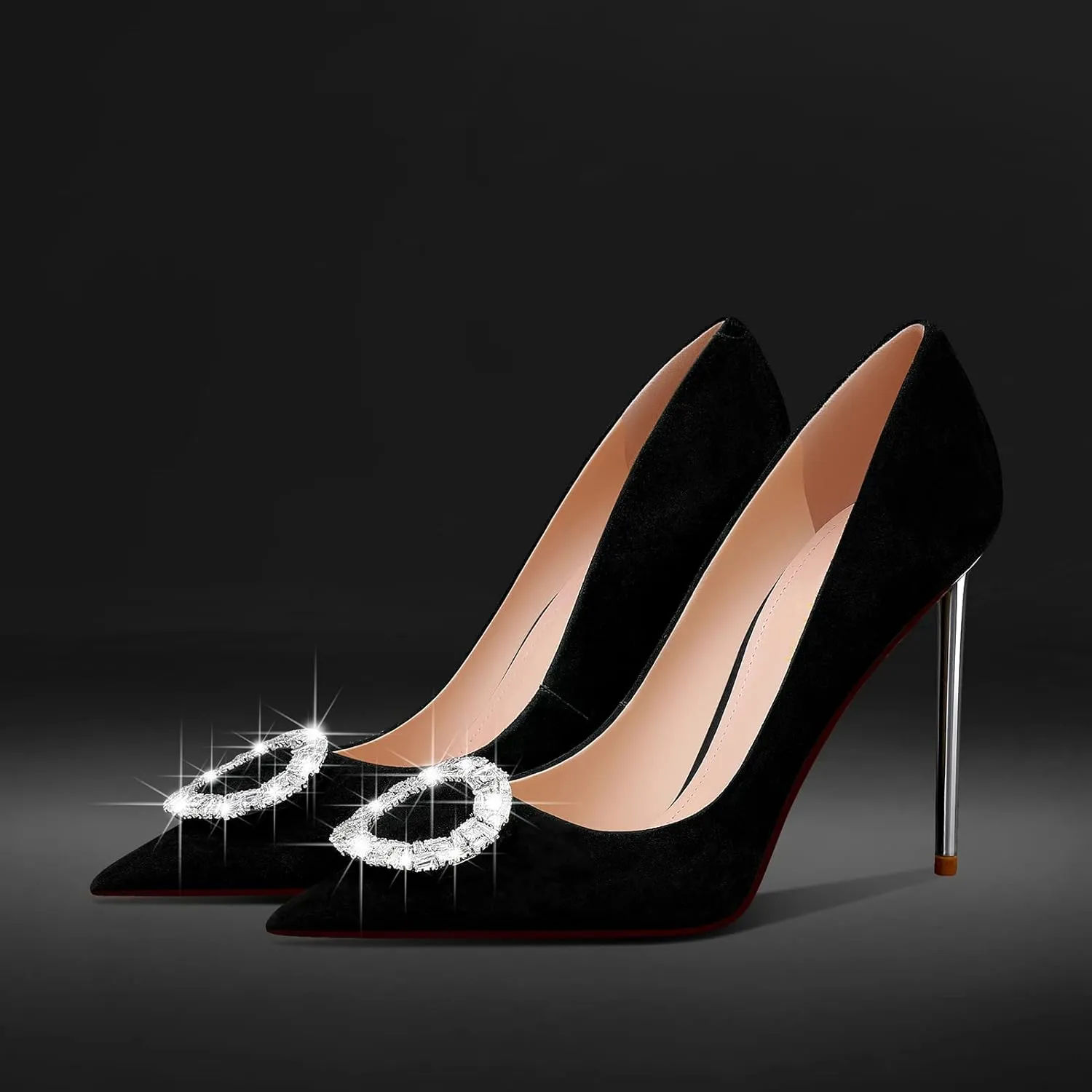 MSONLYDN High Heels Work Pointed Suede High Heels Pointy Pumps Heels Business Close Toe Pumps Casual d'Orsay 4.13 inch