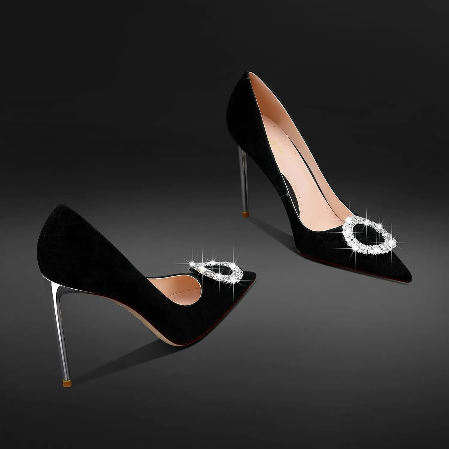 MSONLYDN High Heels Work Pointed Suede High Heels Pointy Pumps Heels Business Close Toe Pumps Casual d'Orsay 4.13 inch