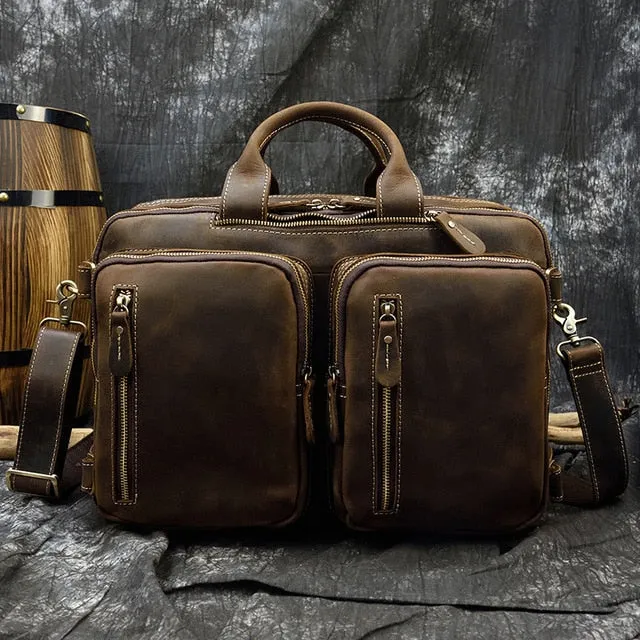 Multi-functional Men Cow Bag Laptop Male Briefcase Bag MAHEU Leather Genuine Leather Bag Men PC Smart-connected 15.6" Briefcase Doctor Cowhide Computer Lawyer
