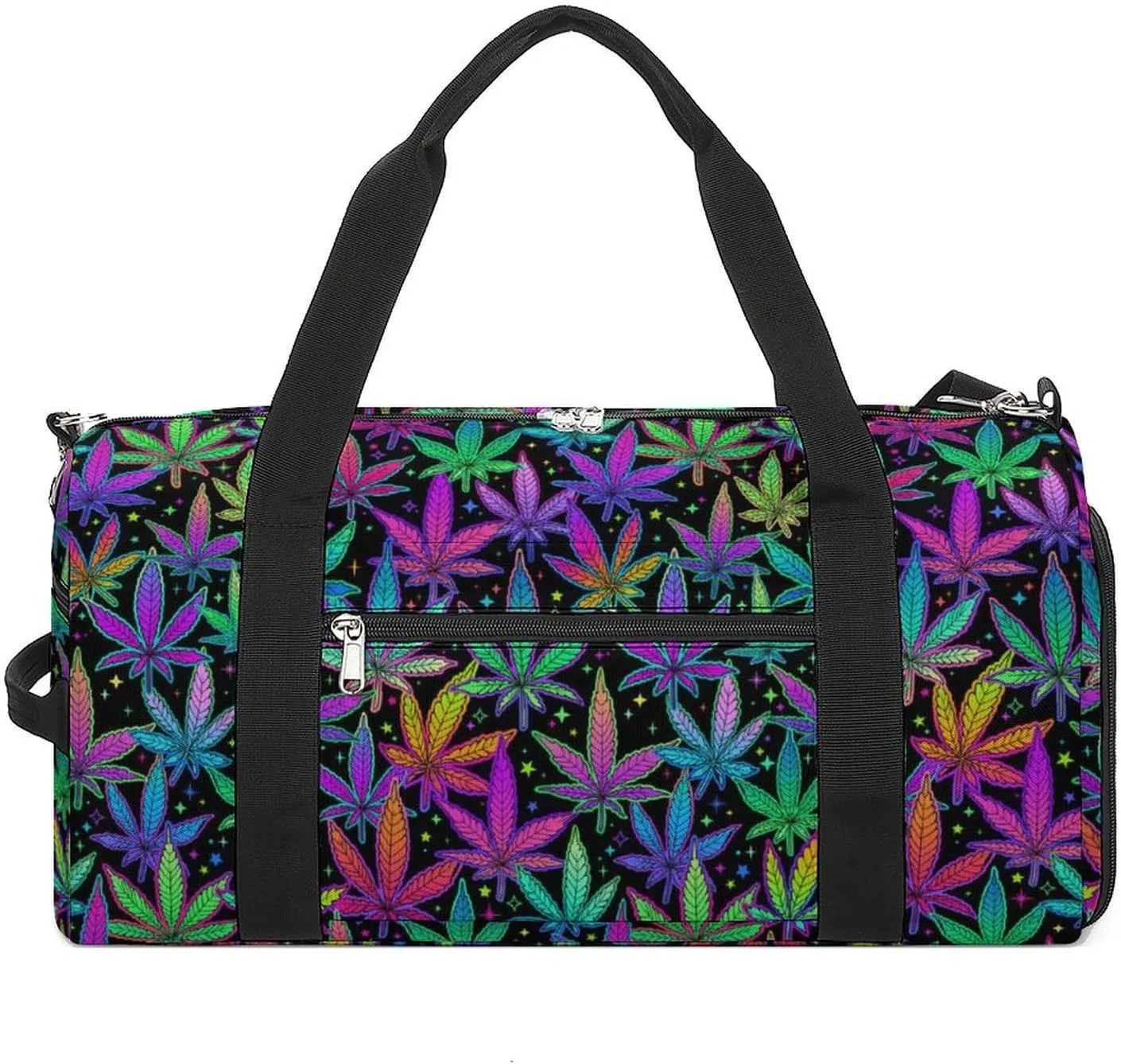 Multicolored Rainbow Plant Leaves Sports Tote Gym Bag for Women Men, Overnight Bag with Shoe Compartment Water Resistant