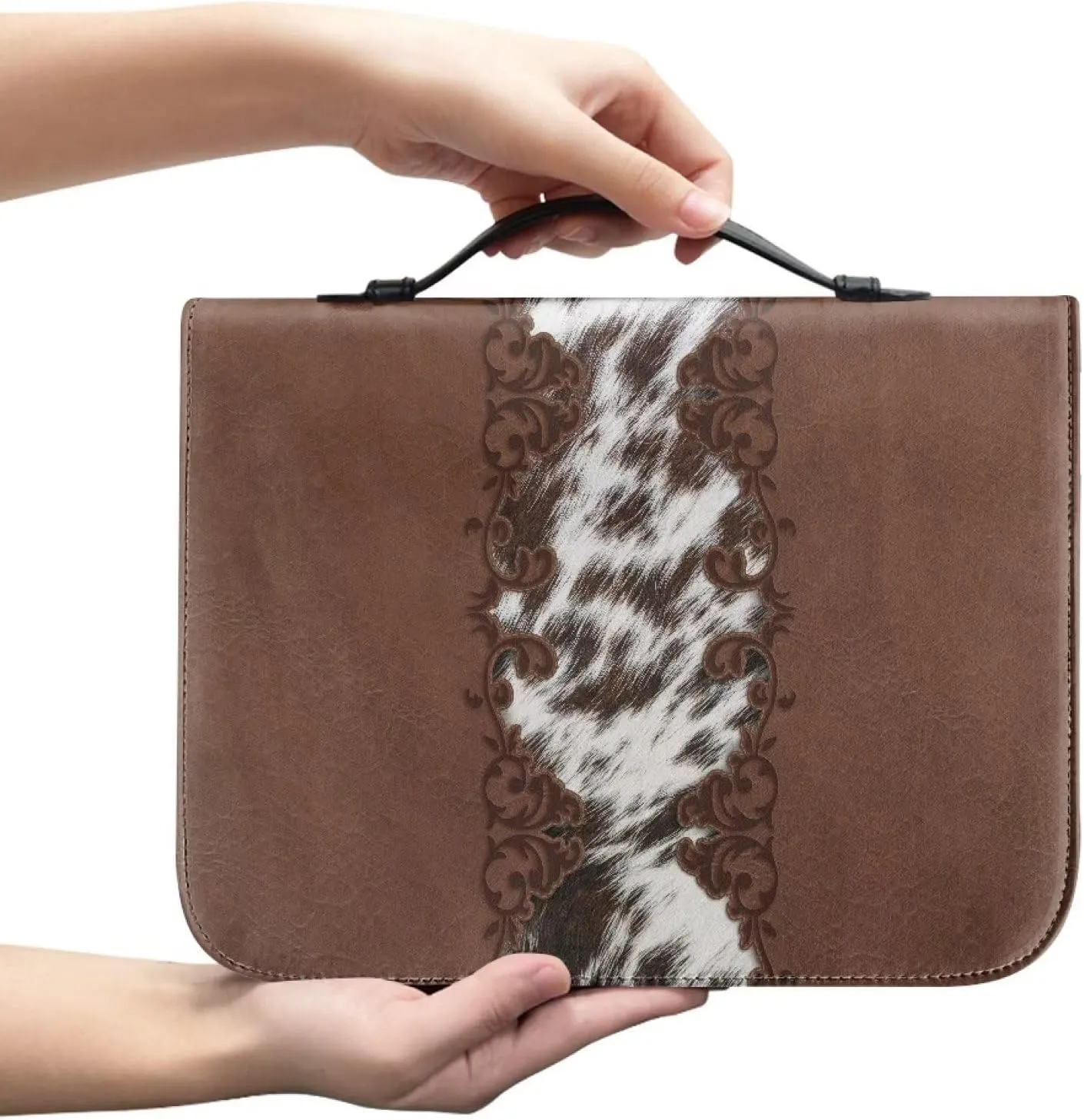 Mumeson Bible Cover Water Resistant PU Leather Handbag Tote Bag for Women Men Scripture Church Bag