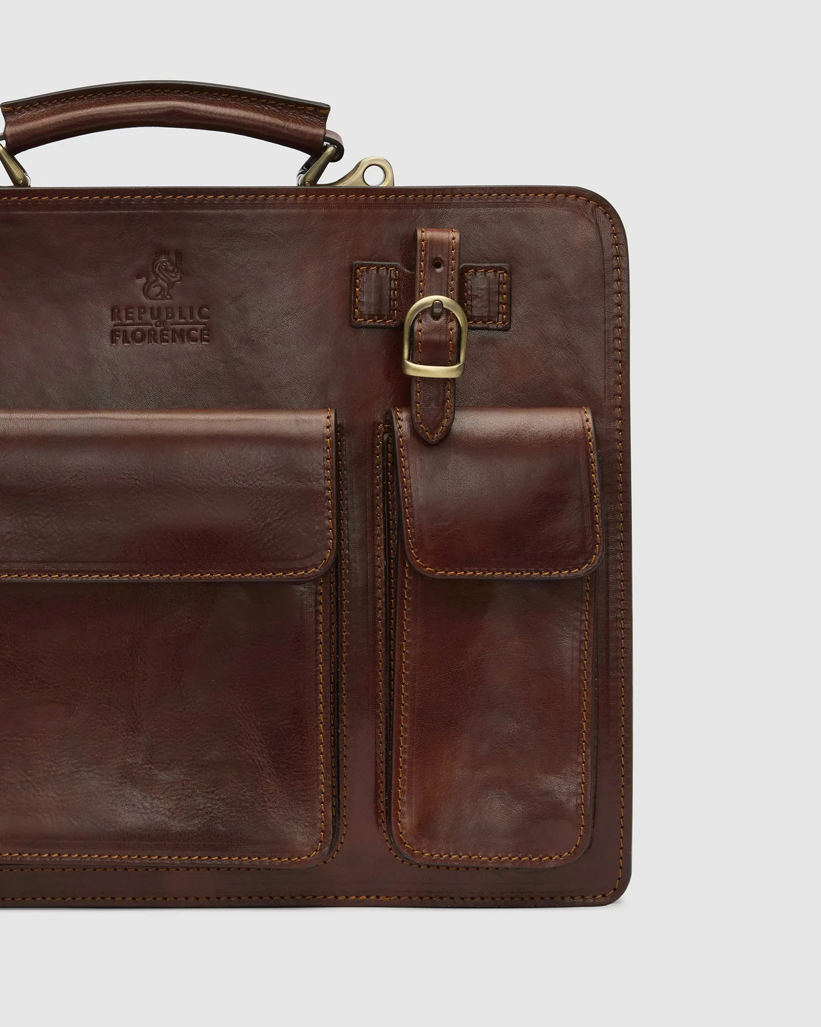 Munich Brown - Leather Briefcase double compartments