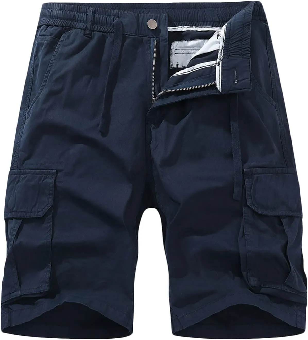 Muscularfit Cotton Shorts Men Big and Tall Athletic Gym Cargo Shorts Drawstring Elastic Waist Summer Beach Tooling Shorts