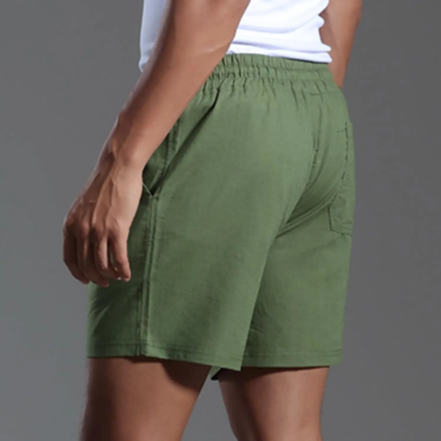 Muscularfit Mens Stretch Shorts Summer Causal Elastic Waist Drawstring Cotton Linen Shorts Loose Fit Solid Gym Beach Shorts