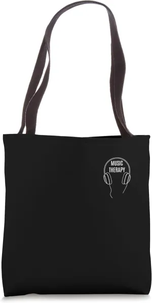 Music Therapy Pocket Headphones Minimal Line Art Tote Bag