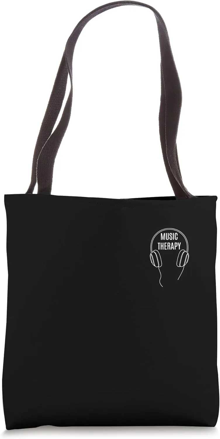 Music Therapy Pocket Headphones Minimal Line Art Tote Bag