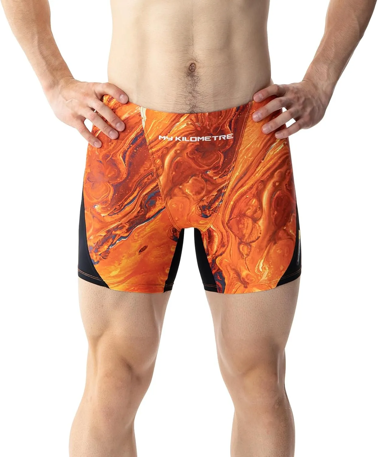 MY KILOMETRE Men's Square Leg Swimsuits Briefs Quick Dry Durable Athletic Swim Jammers for Training Swimming