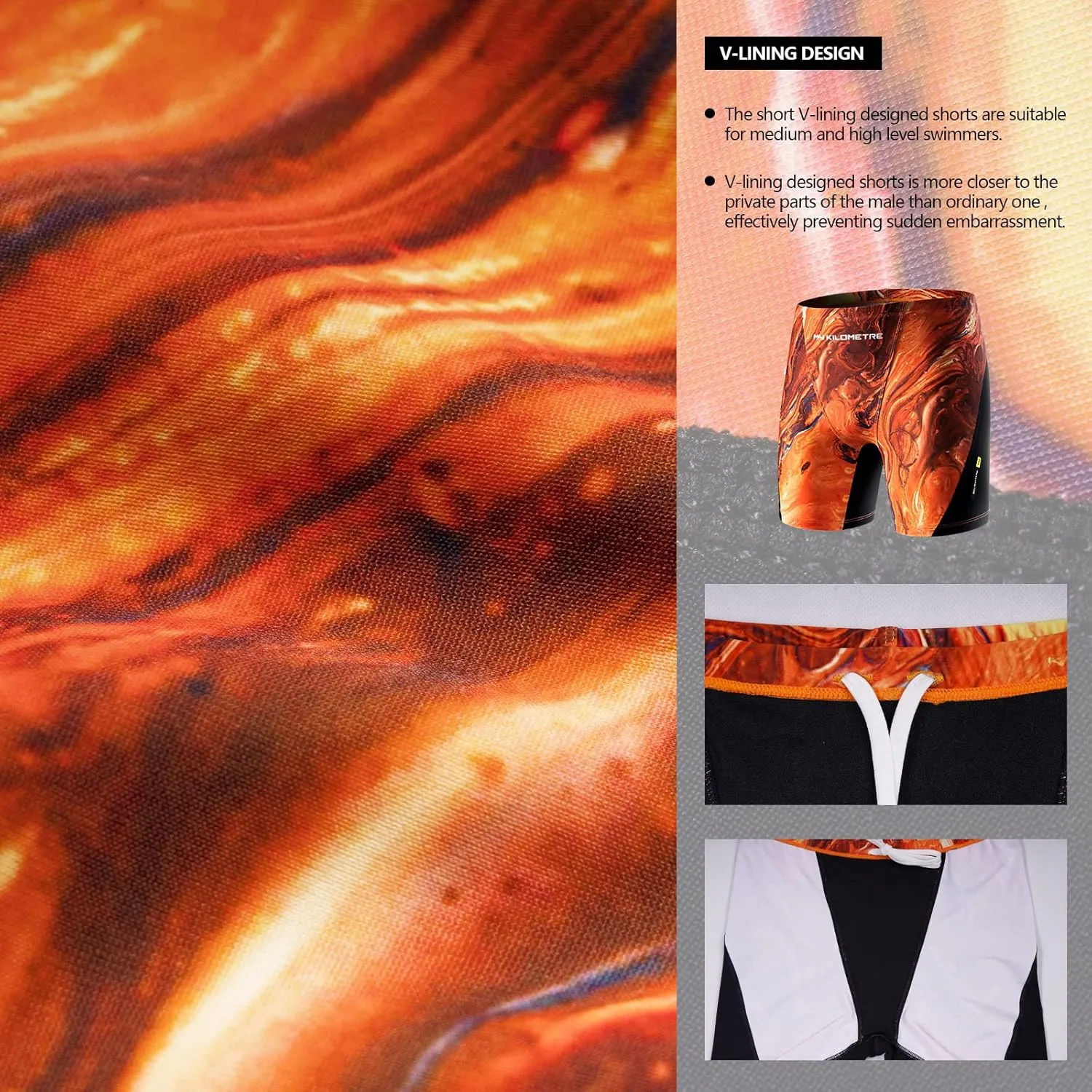 MY KILOMETRE Men's Square Leg Swimsuits Briefs Quick Dry Durable Athletic Swim Jammers for Training Swimming