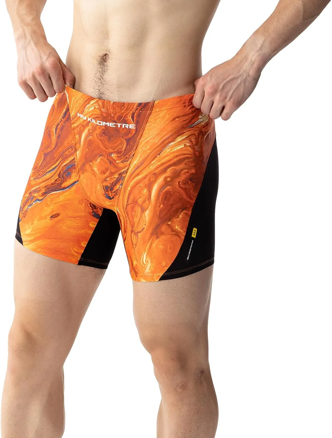 MY KILOMETRE Men's Square Leg Swimsuits Briefs Quick Dry Durable Athletic Swim Jammers for Training Swimming