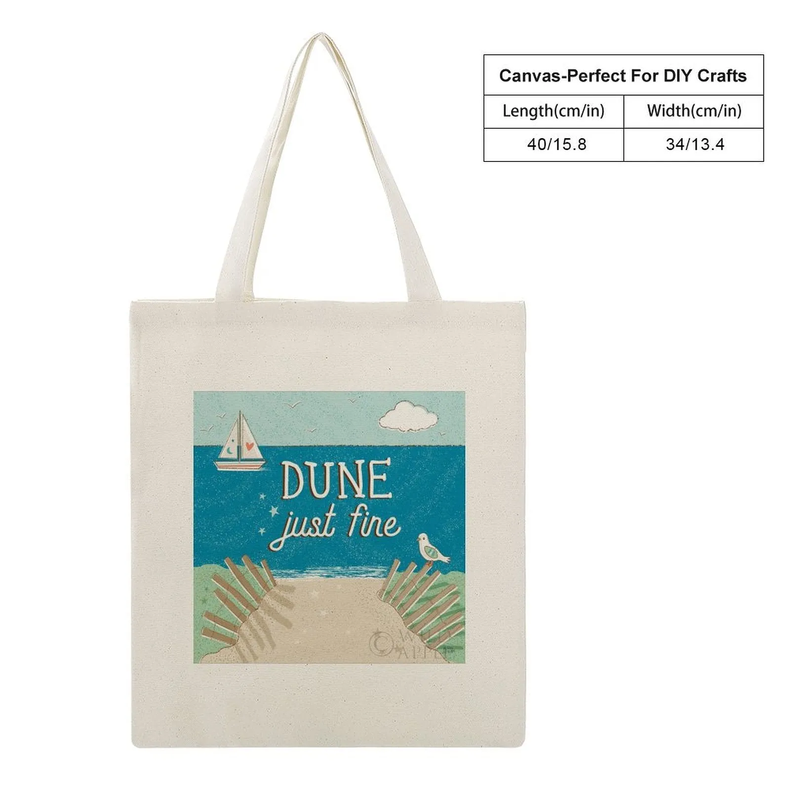 MyArtsyGift - Personalized Canvas Tote Bag for Women Cloth Cotton Bags for Shopping,Sea and Me, Made in USA