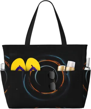 Mysterious Cosmic Black Holes Waterproof Durable Lightweight Tote Bag â€“ Travel Handbag with Multi-Pocket Design and Stylish Honeycomb Pattern, Black, One Size