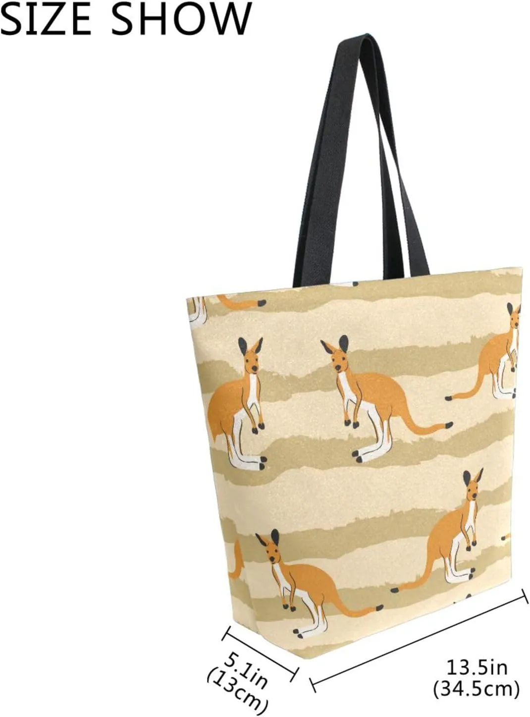 Naanle Canvas Tote Bag Large Women Casual Shoulder Bag Handbag Stripes Kangaroo Canvas Tote Bag Reusable Grocery Shopping Bag