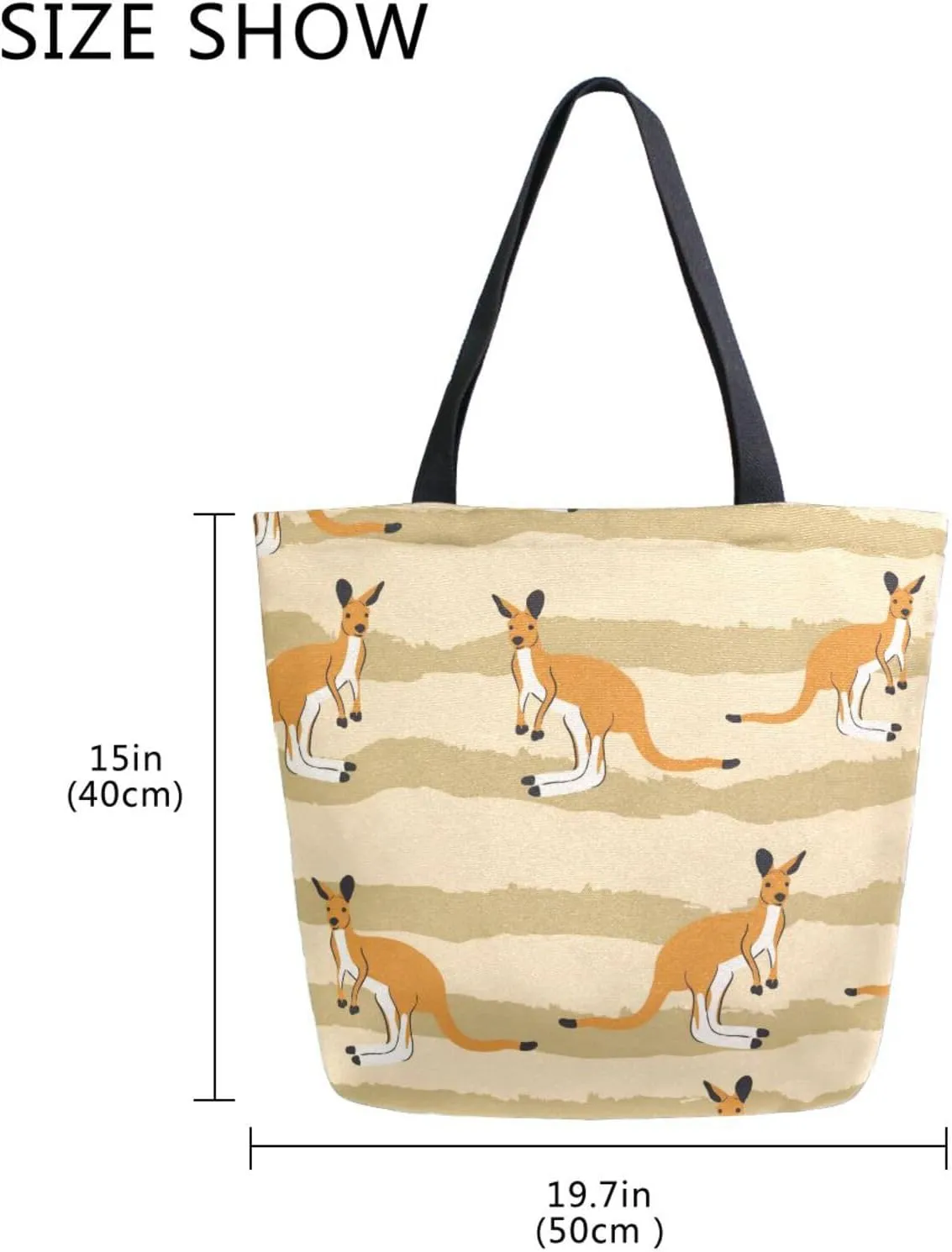 Naanle Canvas Tote Bag Large Women Casual Shoulder Bag Handbag Stripes Kangaroo Canvas Tote Bag Reusable Grocery Shopping Bag