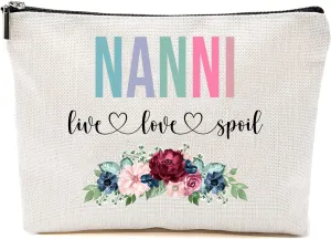 Nanni Live Love Spoil Makeup Bag, Grandma Mother's Day Gifts From Grandchildren, Travel Bag, Nanni Gift Idea Birthday, Nanni Travel Bag, New Nanni Gift