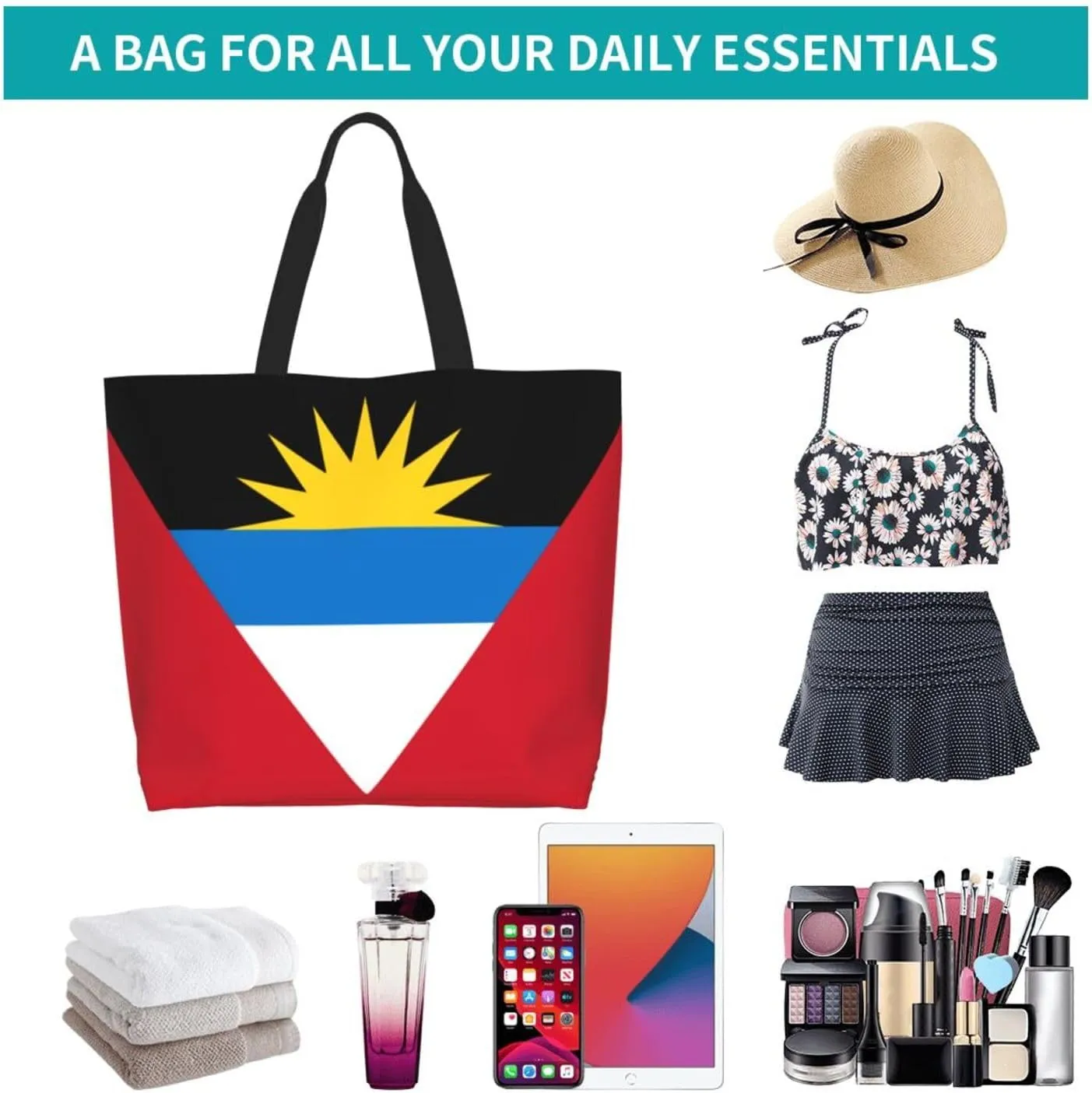 National Flag Tote Bag For Women Men, Extra Large Shoulder Tote Bag For Beach Travel Gym Grocery Shopping