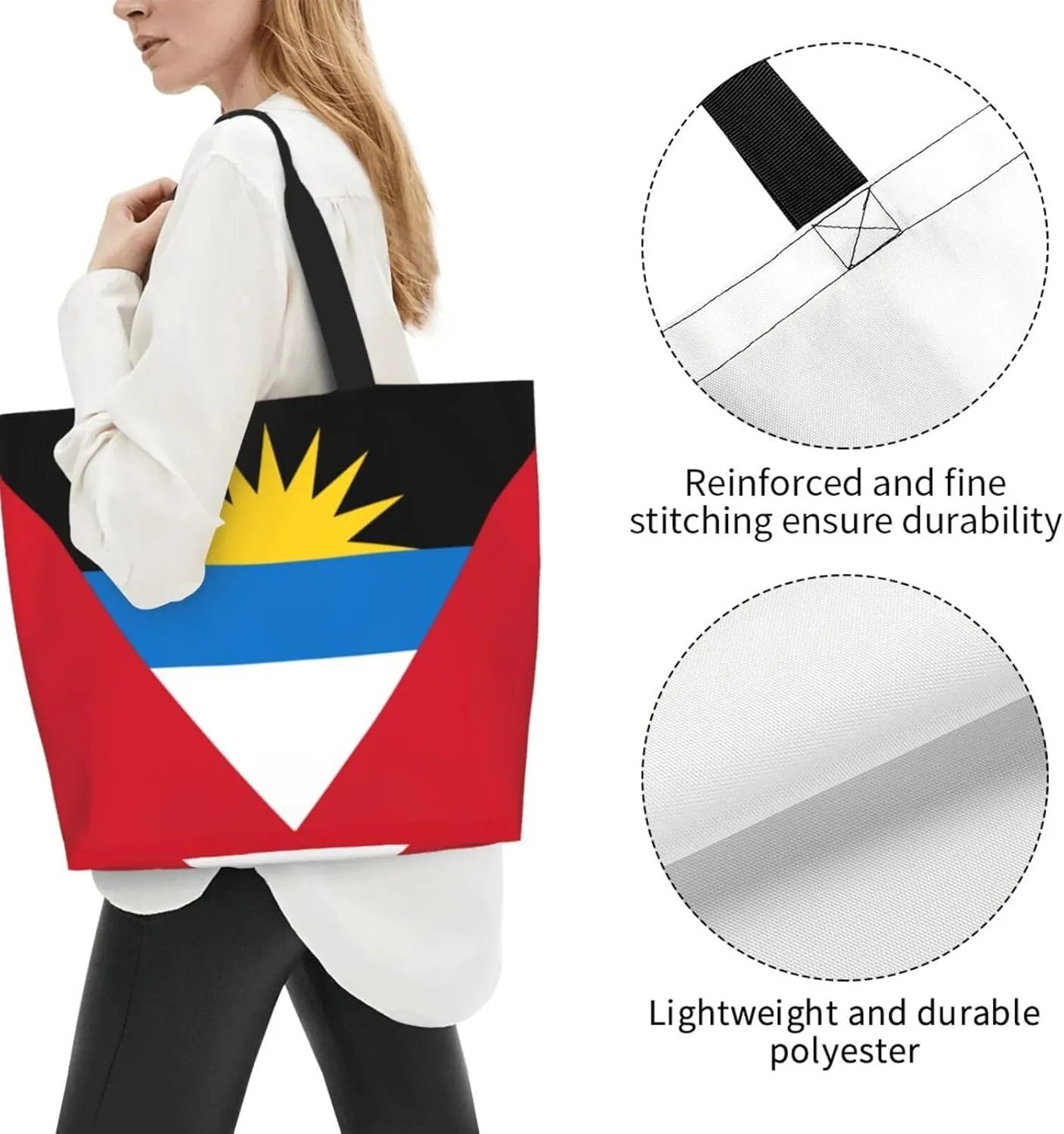 National Flag Tote Bag For Women Men, Extra Large Shoulder Tote Bag For Beach Travel Gym Grocery Shopping