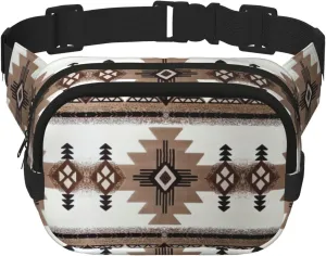 Native American Print Men and Women Square Double Layer Waist Bag Workout Crossbody Travel Waist Bag