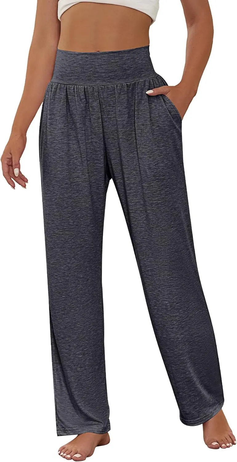 Neer 3 Pcs Women's Wide Leg Yoga Pant Comfy Loose High Waist Lounge Waist Lounge Casual Athletic Workout Joggers Apparel