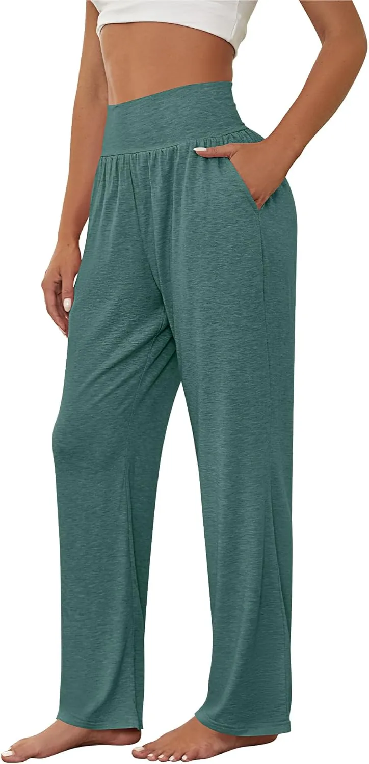 Neer 3 Pcs Women's Wide Leg Yoga Pant Comfy Loose High Waist Lounge Waist Lounge Casual Athletic Workout Joggers Apparel