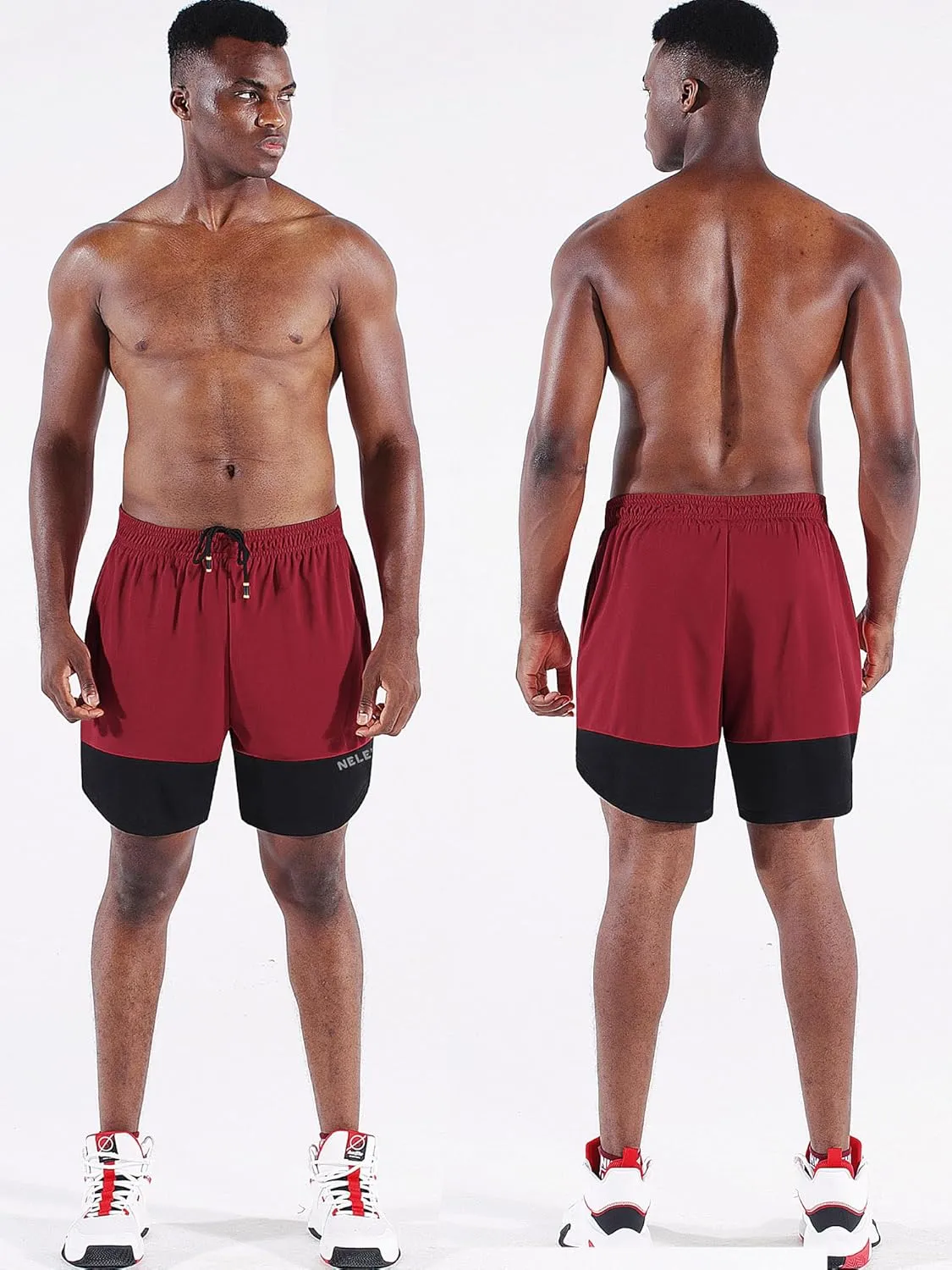 NELEUS Men's 2 in 1 Running Shorts with Liner,Dry Fit Workout Shorts with Pockets