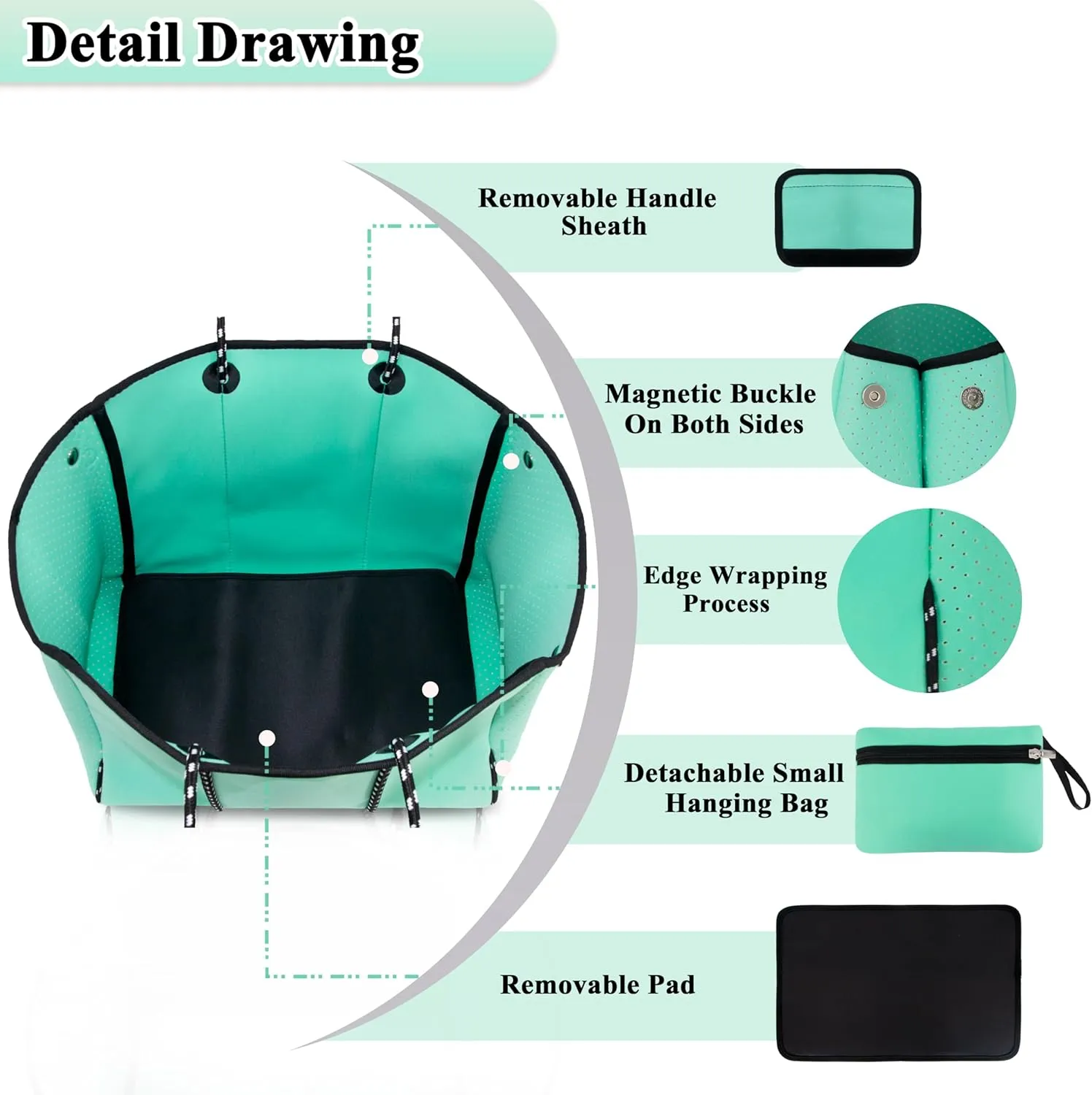 Neoprene Bag Large Multipurpose Beach Bag Neoprene Tote Bag Stylish Gym Women Shoulder Bag With Small Purse